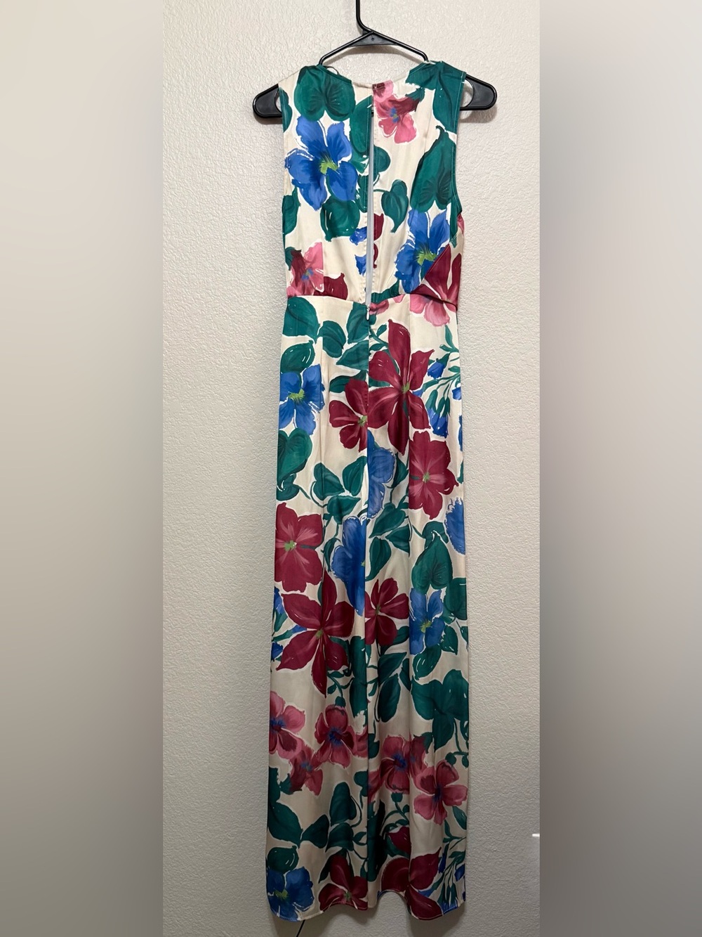 NWT Zara Cream Wide-Leg Jumpsuit with Blue, Pink & Green Floral Print - Picture 5 of 13